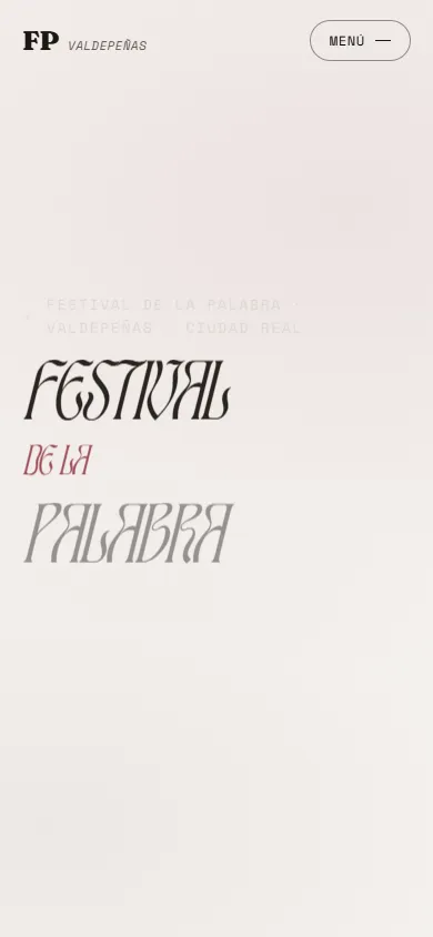 Mobile screenshot (390×844) of the Festival de la Palabra website